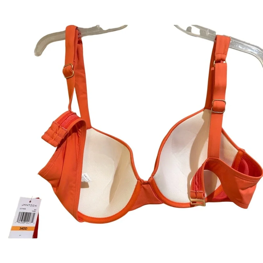 Jantzen Bikini Top Womens 34DD Orange New Underwire Ruched Sweetheart‎ JZ21004B